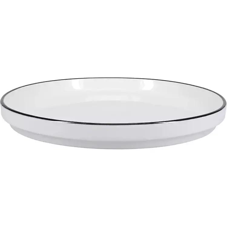 Dinnerware-Kirklands Home with Black Rims 16-pc. Dinnerware Set White