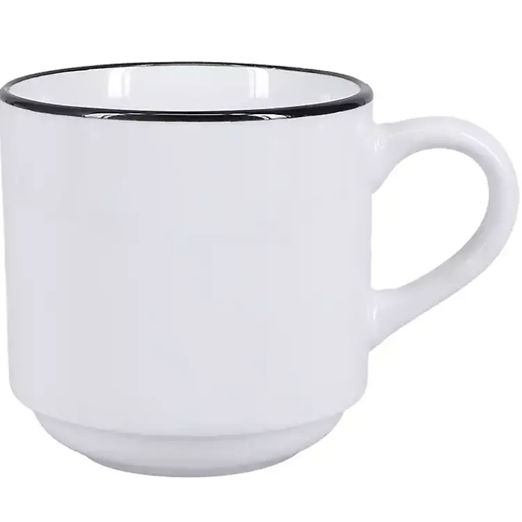 Dinnerware-Kirklands Home with Black Rims 16-pc. Dinnerware Set White