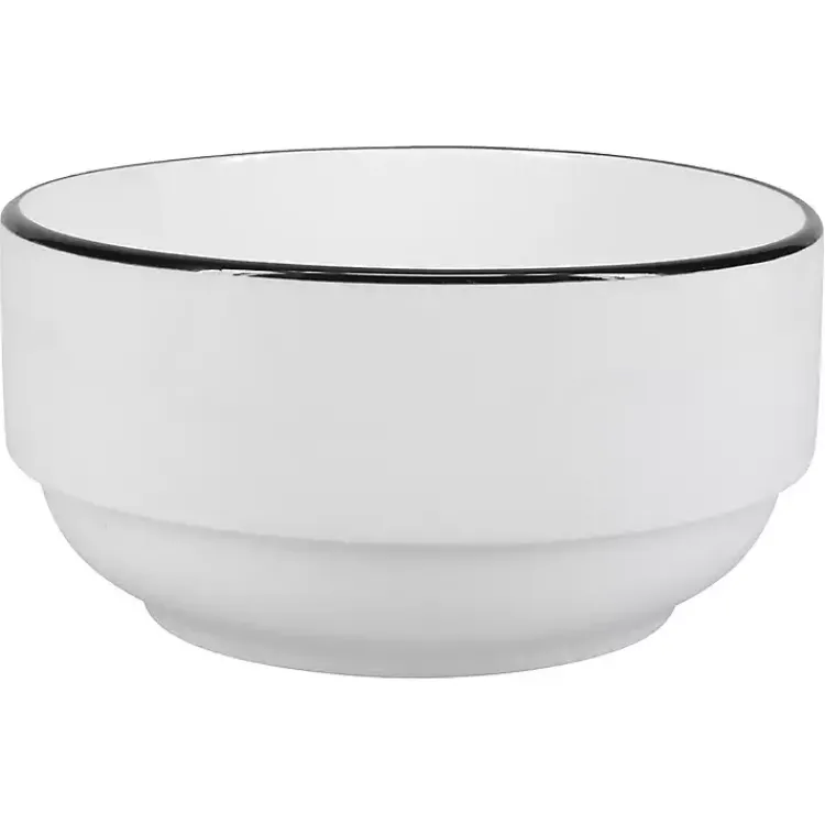 Dinnerware-Kirklands Home with Black Rims 16-pc. Dinnerware Set White