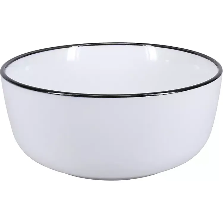 Dinnerware-Kirklands Home Porcelain Black Trim 16-pc. Dinnerware Set White