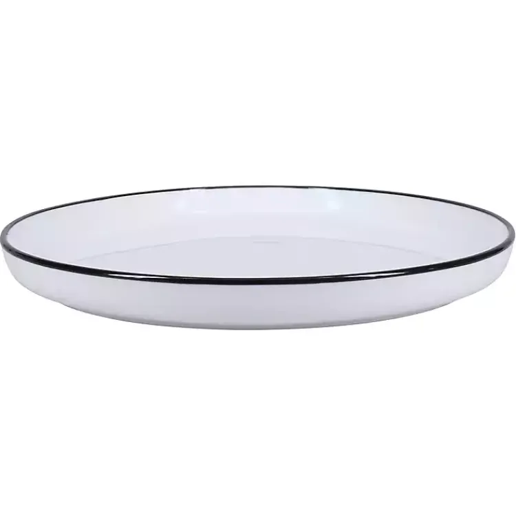 Dinnerware-Kirklands Home Porcelain Black Trim 16-pc. Dinnerware Set White