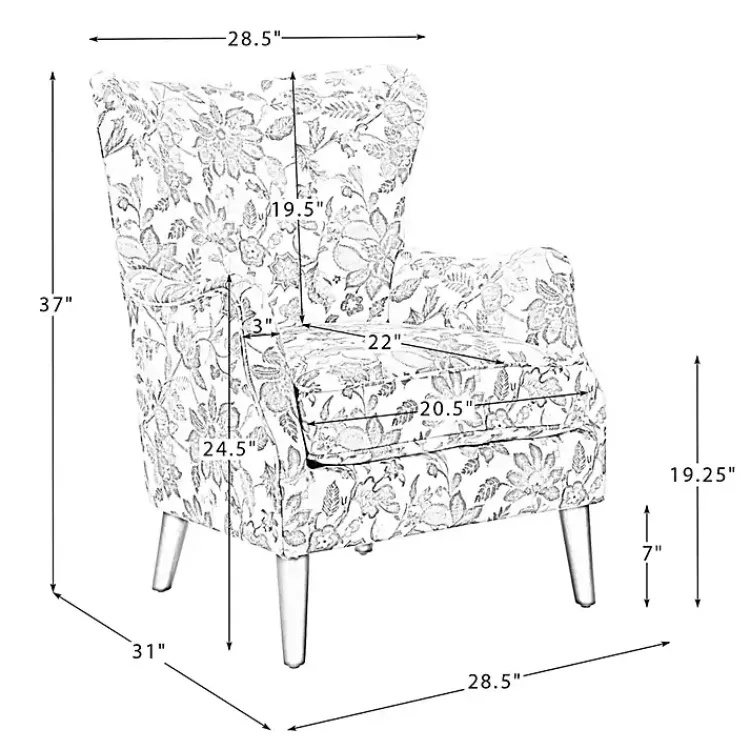 Accent Chairs-Kirklands Home Beige Floral Damask Wingback Accent Chair Tan