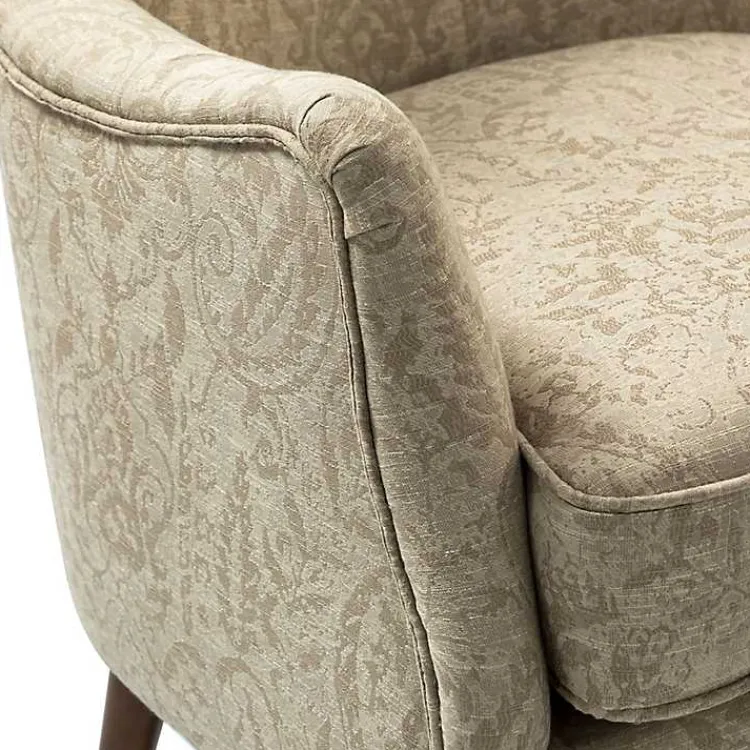 Accent Chairs-Kirklands Home Beige Floral Damask Wingback Accent Chair Tan