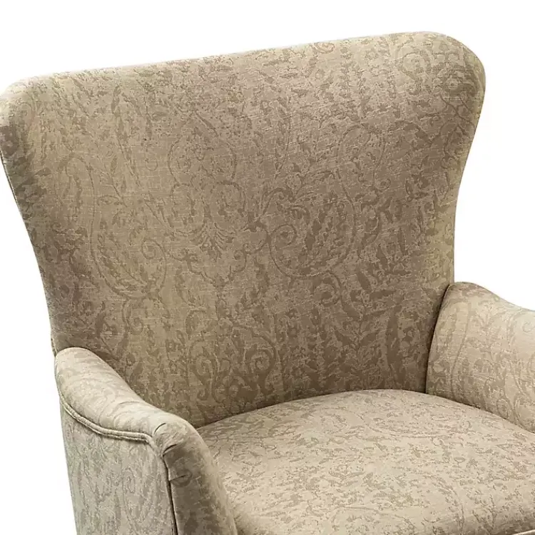 Accent Chairs-Kirklands Home Beige Floral Damask Wingback Accent Chair Tan
