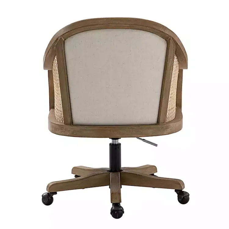 Office Furniture-Kirklands Home Rattan Swivel Office Chair Ivory