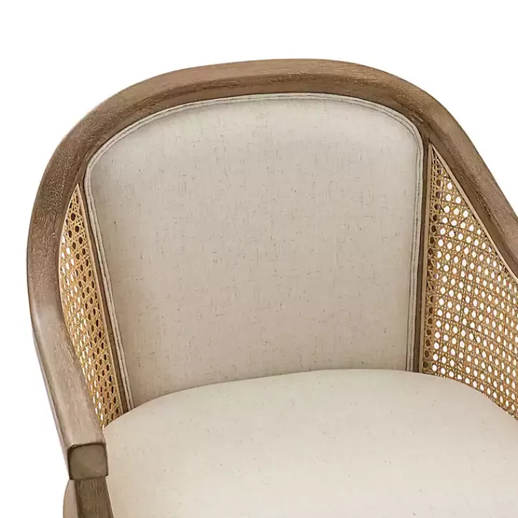 Office Furniture-Kirklands Home Rattan Swivel Office Chair Ivory