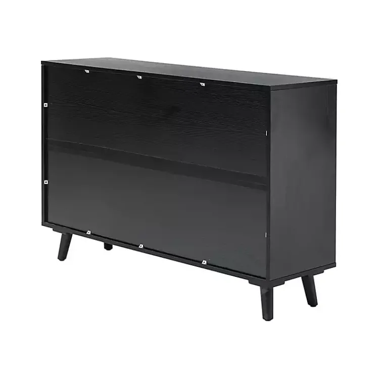 Cabinets & Sideboards-Kirklands Home Contemporary Lattice Doors Sideboard Black