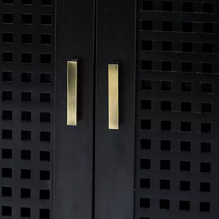 Cabinets & Sideboards-Kirklands Home Contemporary Lattice Doors Sideboard Black