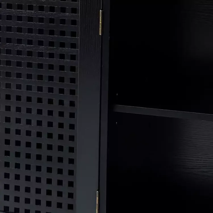 Cabinets & Sideboards-Kirklands Home Contemporary Lattice Doors Sideboard Black