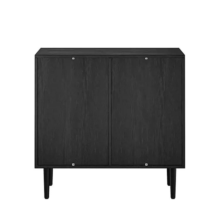 Cabinets & Sideboards-Kirklands Home Wood and Arched Rattan 2-Door Cabinet Black