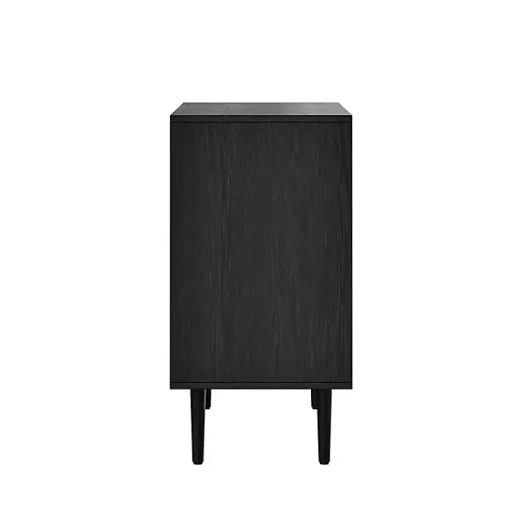 Cabinets & Sideboards-Kirklands Home Wood and Arched Rattan 2-Door Cabinet Black