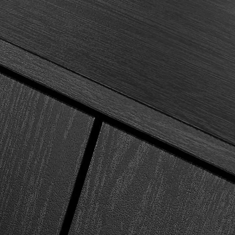 Cabinets & Sideboards-Kirklands Home Wood and Arched Rattan 2-Door Cabinet Black