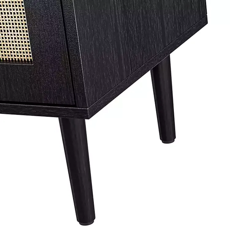 Cabinets & Sideboards-Kirklands Home Wood and Arched Rattan 2-Door Cabinet Black