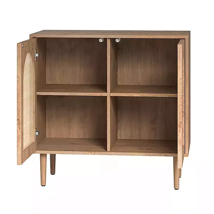 Cabinets & Sideboards-Kirklands Home Oak Wood and Arched Rat 2-Door Cabinet Tan