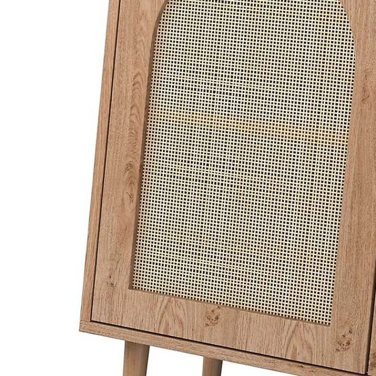 Cabinets & Sideboards-Kirklands Home Oak Wood and Arched Rat 2-Door Cabinet Tan