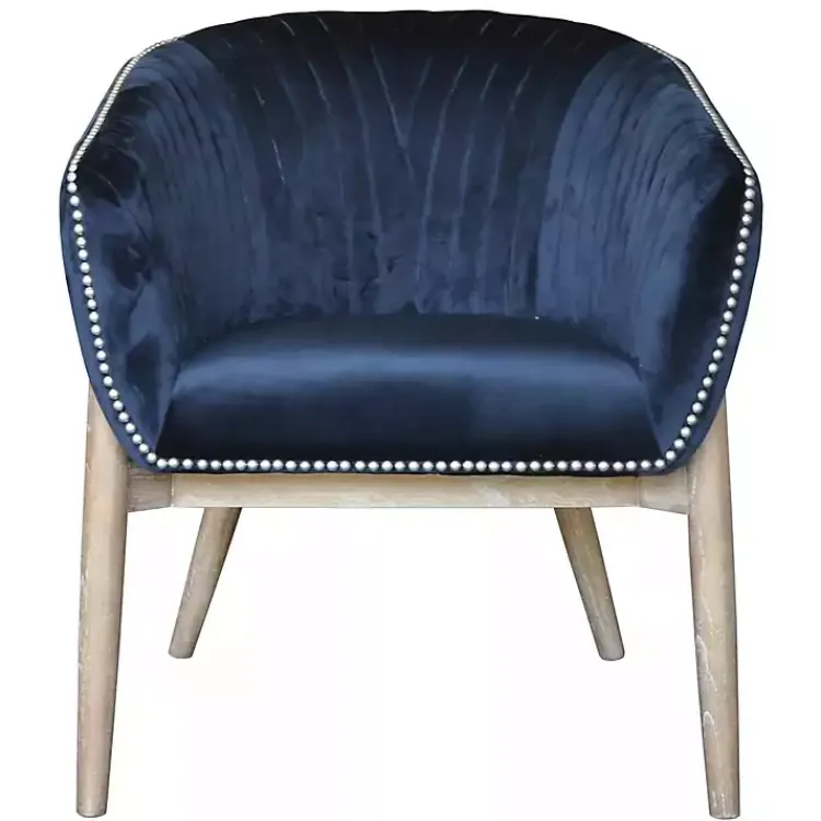 Accent Chairs-Kirklands Home Nadia Navy Velvet Club Chair Blue