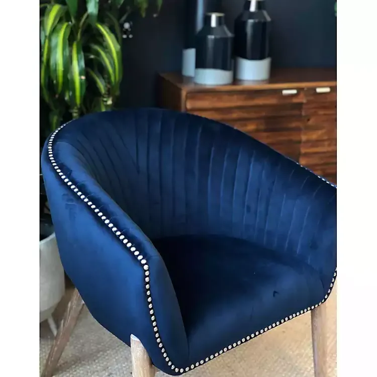 Accent Chairs-Kirklands Home Nadia Navy Velvet Club Chair Blue