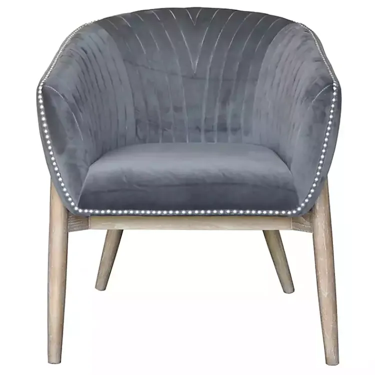 Accent Chairs-Kirklands Home Nadia Velvet Club Chair Gray