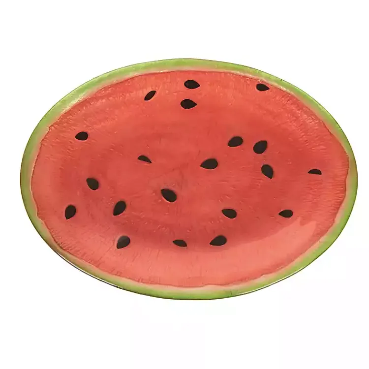 Serving & Entertaining-Kirklands Home Glass Watermelon Platter Red