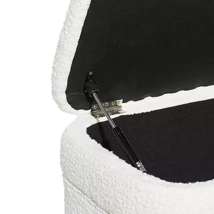 Benches & Ottomans-Kirklands Home Upholstered Wood Leg Storage Bench Ivory