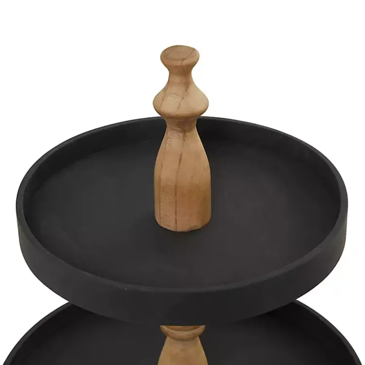 Serving & Entertaining-Kirklands Home Wood 3-Tiered Decorative Tray Black
