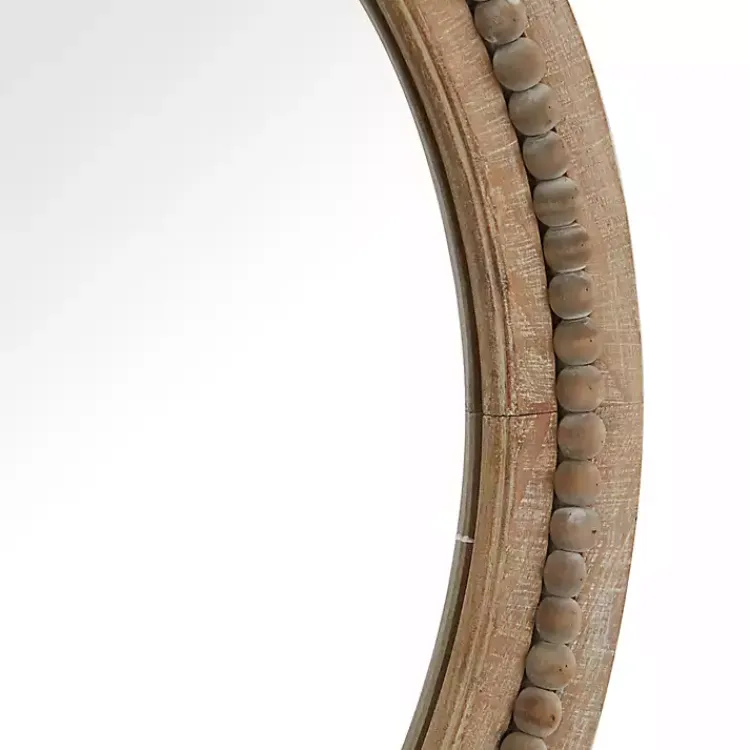 Decorative Mirrors-Kirklands Home Round Distressed Beaded Wall Mirror, 28 in.
