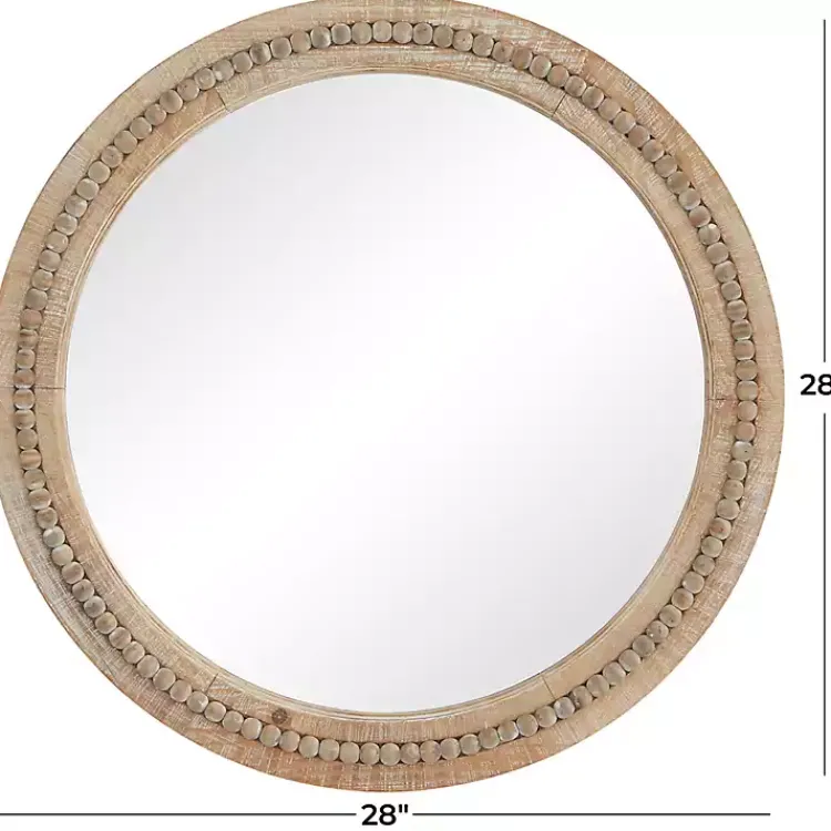 Decorative Mirrors-Kirklands Home Round Distressed Beaded Wall Mirror, 28 in.