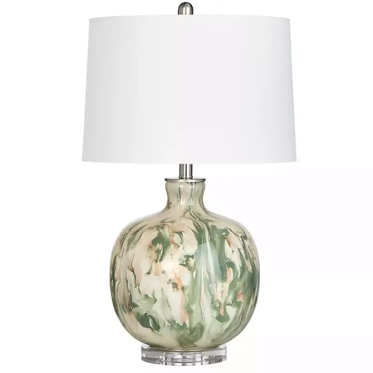Table Lamps-Kirklands Home Green Waverly Glass Table Lamp White