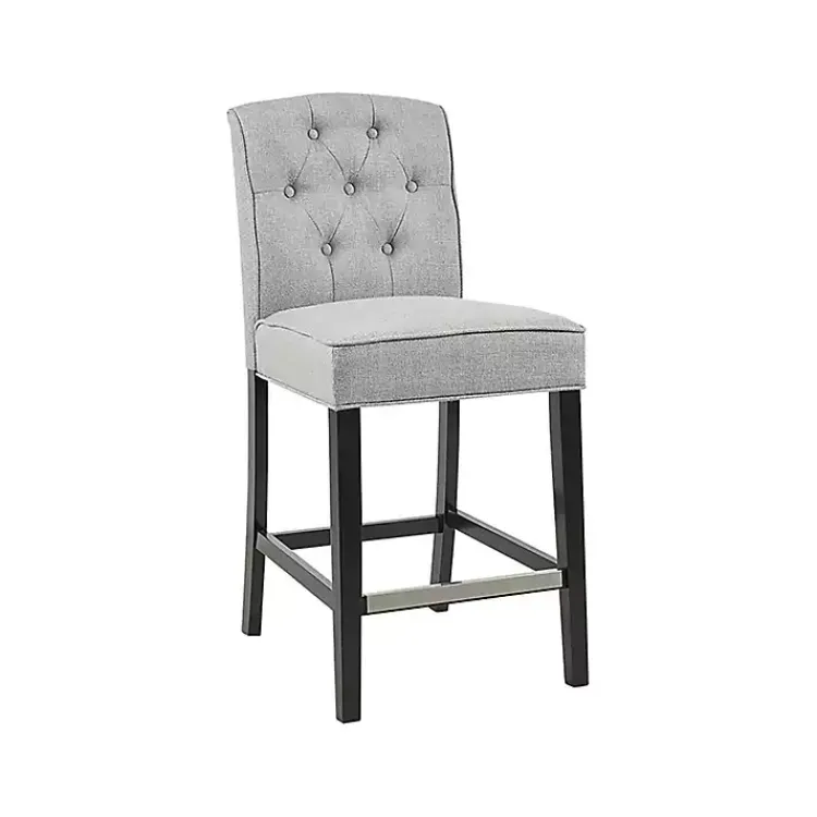 Bar Stools & Counter Height Stools-Kirklands Home Upholstered Tufted Button Back Counter Stool Gray