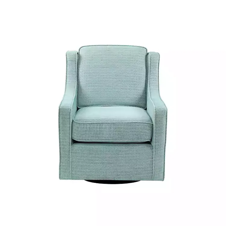 Accent Chairs-Kirklands Home Aqua Upholstered Swivel Accent Chair Blue
