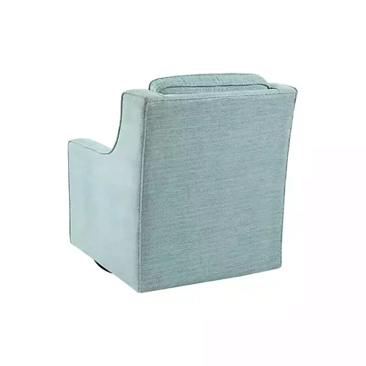 Accent Chairs-Kirklands Home Aqua Upholstered Swivel Accent Chair Blue
