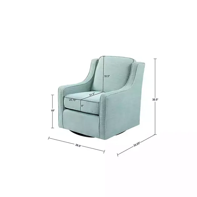 Accent Chairs-Kirklands Home Aqua Upholstered Swivel Accent Chair Blue