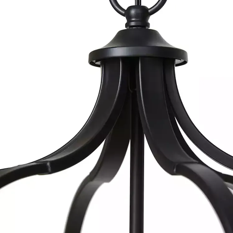 Chandeliers & Pendant Lighting-Kirklands Home Round Iron Ornate Pendant Light Black