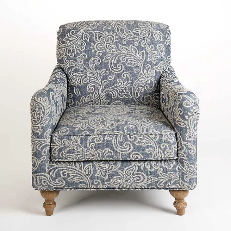 Accent Chairs-Kirklands Home Blue Floral English Armchair