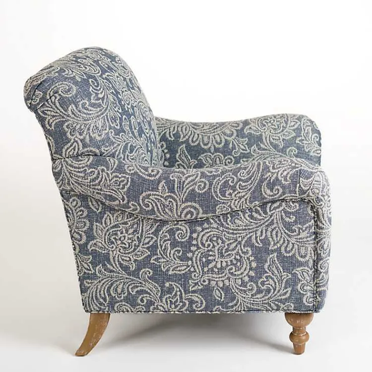 Accent Chairs-Kirklands Home Blue Floral English Armchair