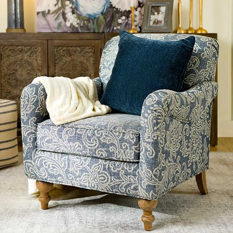 Accent Chairs-Kirklands Home Blue Floral English Armchair