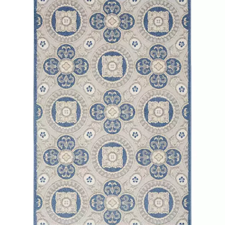 Outdoor Rugs-Kirklands Home Aloha Blue Medallion Indoor/Outdoor Area Rug, 3x5