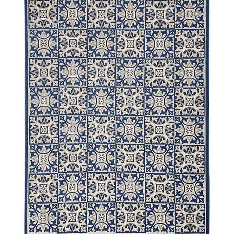 Outdoor Rugs-Kirklands Home Aloha Blue Geometric Indoor/Outdoor Area Rug, 9x12