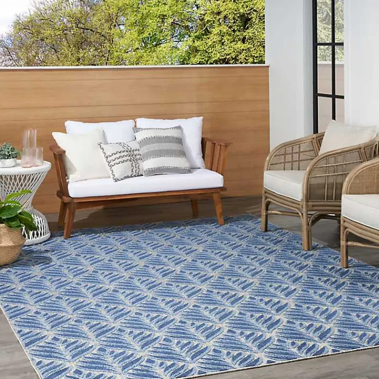 Outdoor Rugs-Kirklands Home Aloha Botanical Indoor/Outdoor Rug, 3x5 Blue