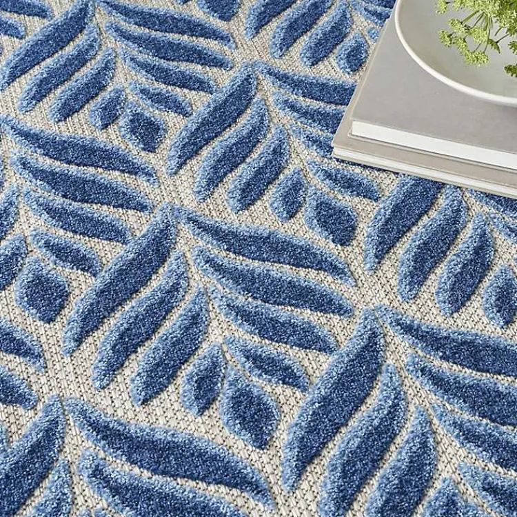 Outdoor Rugs-Kirklands Home Aloha Botanical Indoor/Outdoor Rug, 3x5 Blue