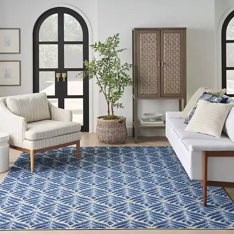 Outdoor Rugs-Kirklands Home Aloha Botanical Indoor/Outdoor Rug, 5x7 Blue