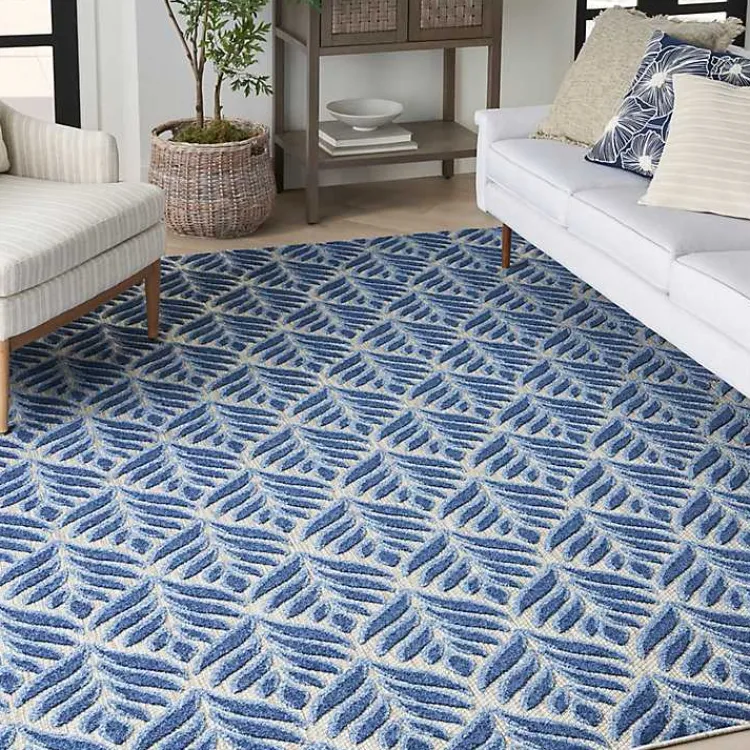 Outdoor Rugs-Kirklands Home Aloha Botanical Indoor/Outdoor Rug, 6x9 Blue