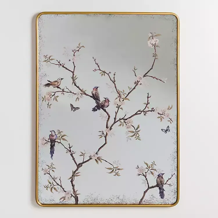 Decorative Mirrors-Kirklands Home Persephone Birds & Branches Wall Mirror