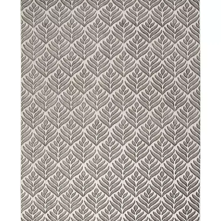 Outdoor Rugs-Kirklands Home Aloha Botanical Indoor/Outdoor Rug, 5x7 Gray