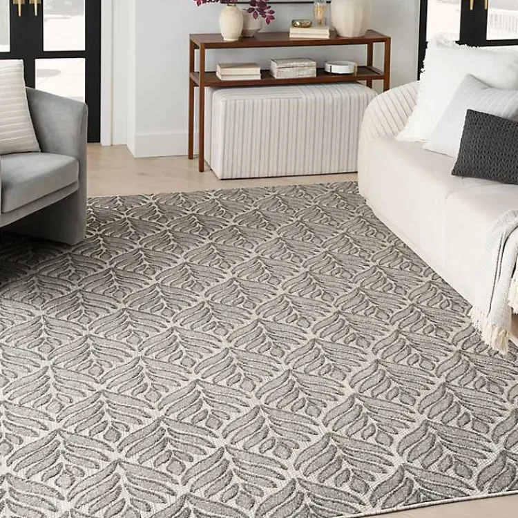 Outdoor Rugs-Kirklands Home Aloha Botanical Indoor/Outdoor Rug, 7x10 Gray