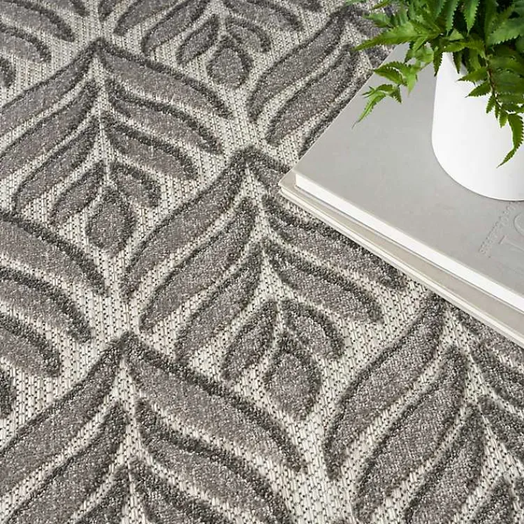 Outdoor Rugs-Kirklands Home Aloha Botanical Indoor/Outdoor Rug, 7x10 Gray