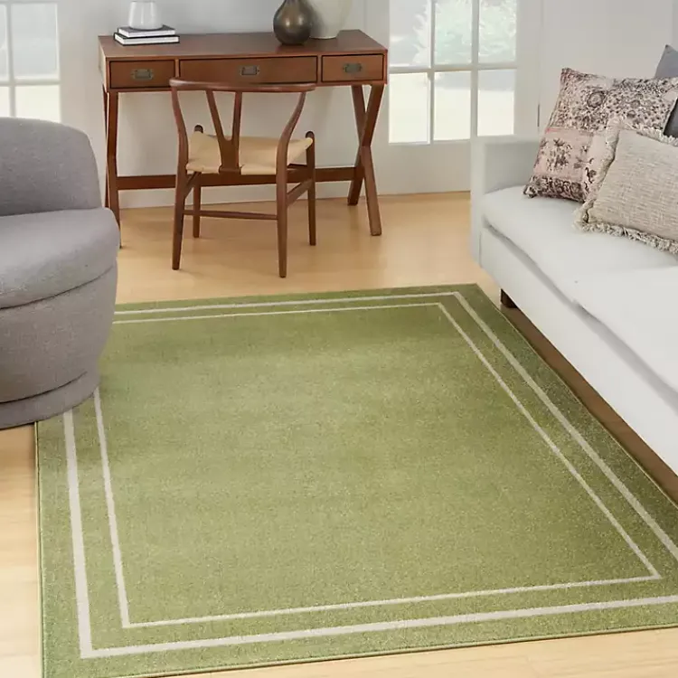 Area Rugs-Kirklands Home Green Bordered Indoor/Outdoor Area Rug, 6x9