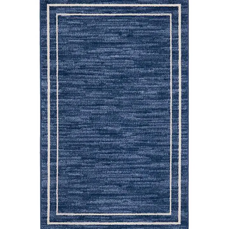 Outdoor Rugs-Kirklands Home Navy Bordered Indoor/Outdoor Accent Rug, 2x4 Blue