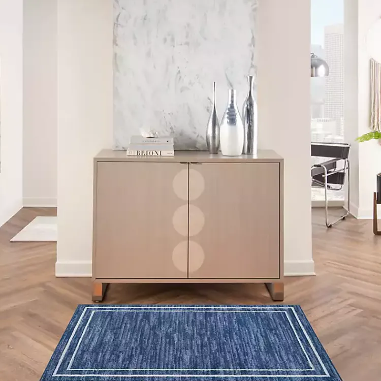 Outdoor Rugs-Kirklands Home Navy Bordered Indoor/Outdoor Accent Rug, 2x4 Blue