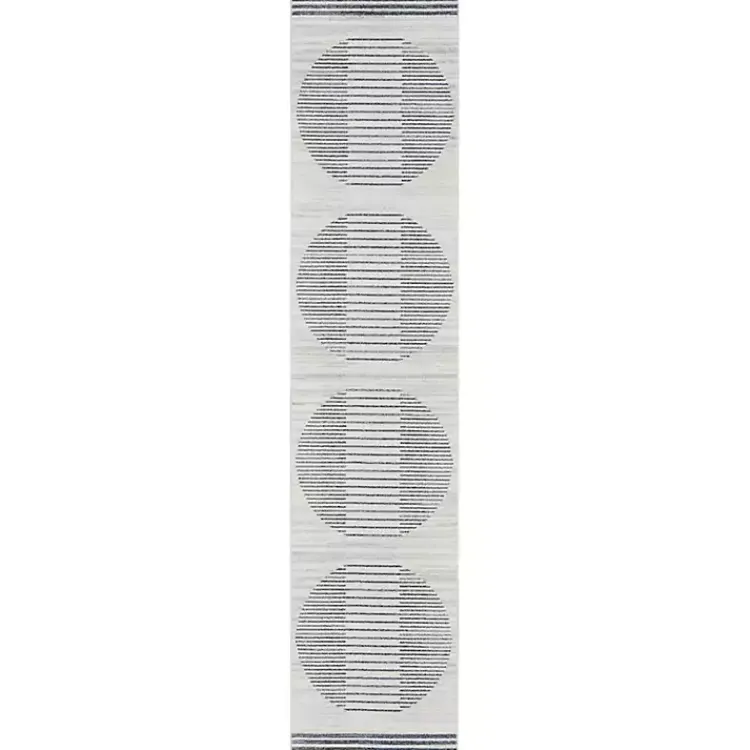 Area Rugs-Kirklands Home Blue and Ivory Linear Moons Runner, 2x8